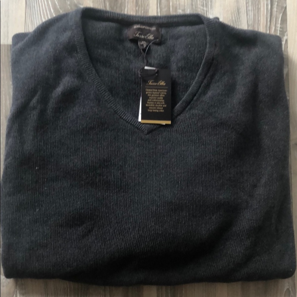NWT Dark Grey Supima Cotton Men’s Sweater - Picture 3 of 3